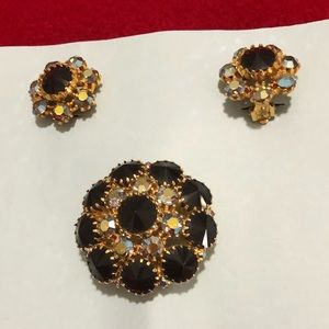 Vintage brooch and earrings